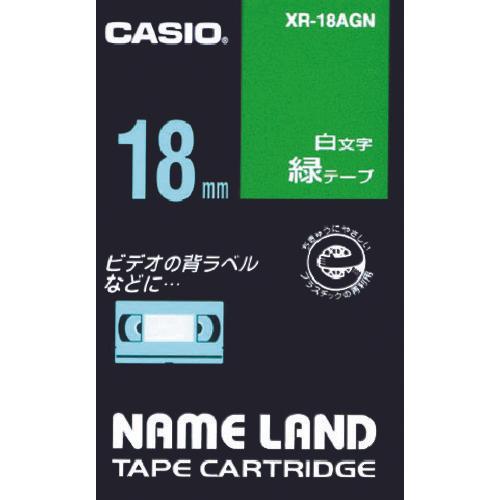 ตัวอักษรสีขาว 18 มม. บนเทปสีเขียวสำหรับแบรนด์ CASIO