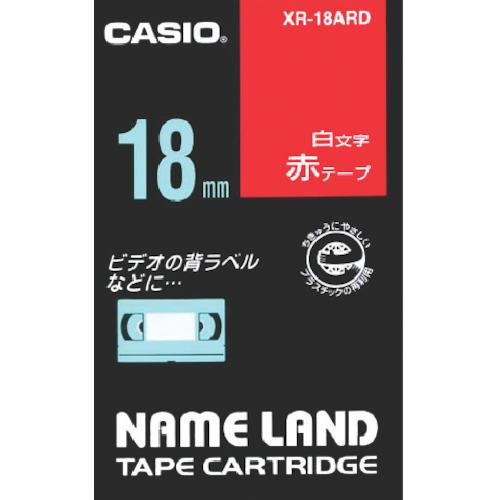 ตัวอักษรสีขาว 18 มม. บนเทปสีแดงสำหรับแบรนด์ CASIO