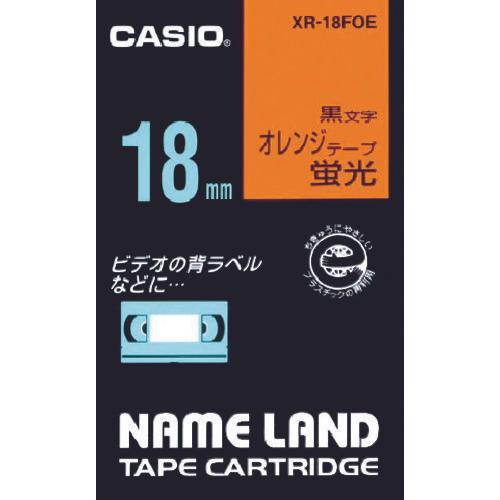 ตัวอักษรสีดำ 18 มม. บนเทปเรืองแสงสีส้มสำหรับแบรนด์ CASIO
