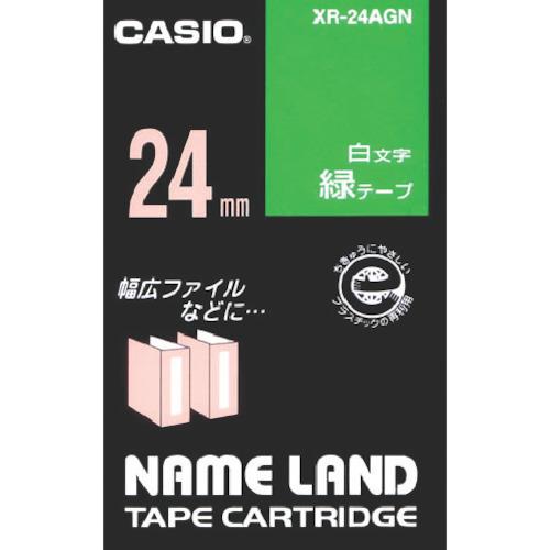 ตัวอักษรสีขาว 24 มม. บนเทปสีเขียวสำหรับแบรนด์ CASIO