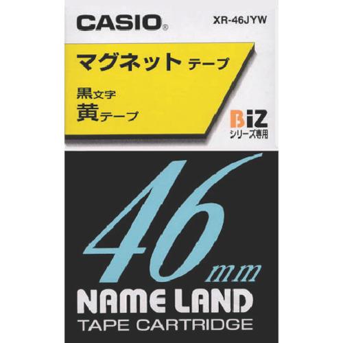 カシオ　ネームランド用マグネット白テープに黄文字４６ｍｍ