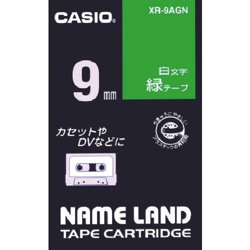 ตัวอักษรสีขาว 9 มม. บนเทปสีเขียวสำหรับ CASIO Nameland