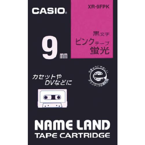 CASIO名牌荧光粉色胶带上的黑色字母 9mm